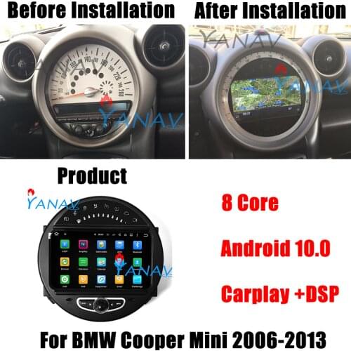 Car Radio Android 10.0 64G Audio Player Multimedia GPS For BMW Mini Cooper R56 R60 2007-2014 Wireless Carplay GPS Navigation