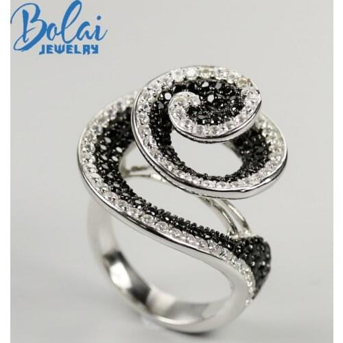 Big party Ring 925 sterling silver natural gemstone black spinel ring ,eyes catching designs suitable for wife mom gift