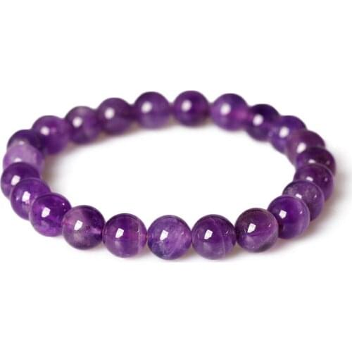 Natural Amethyst Quartz Crystal Bracelet Beaded Sphere Stretch Healing Charm