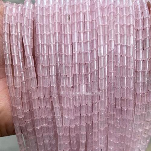 Natural Stone 3x6mm Tube Loose Spacer Beads For Jewelry Making 15" Strand DIY Accessorries Bead For Bracelet Rose Quartzs
