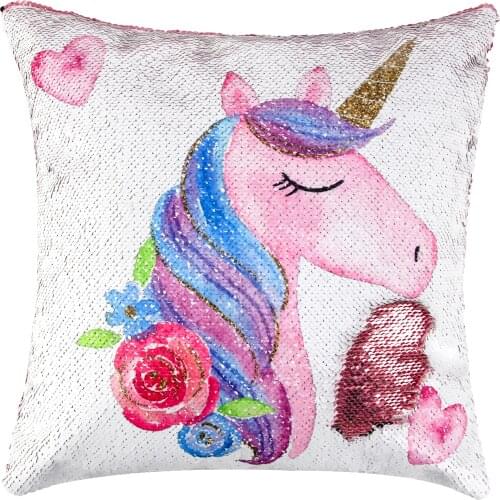 2019 Unicorn Double Pillowcase European And American Explosions Sequin Pillowcase Magical Pillow Cover 40X40cm