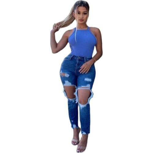 2021 New Fashion Big Ripped Jeans For Women High Waist Denim Pencil Pants Spring and Summer Street Hipster Jeans S-2XL