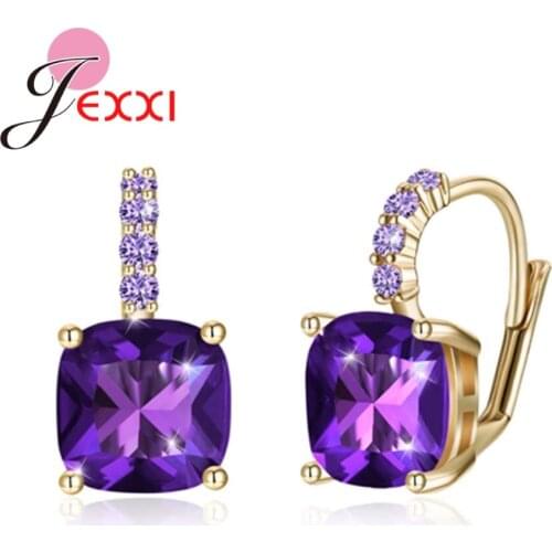 Elegant Fashion Original Brand Square Hoop Earrings Charm Colors Women Wedding Engagement Anniversary Appointment Jewelry
