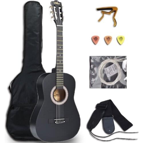 36 Inch Classical Guitar 6 String Basswood Guitar Electric Classical Guitar Instrument with Capo Strings Picks Strap AGT273A