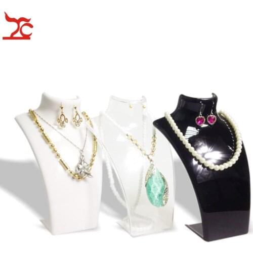 Hot Sale 3 Colors Acrylic Mannequin Necklace Jewelry Display Holder Pendant Earrings Decorate Exhibition Display Stand Shelf