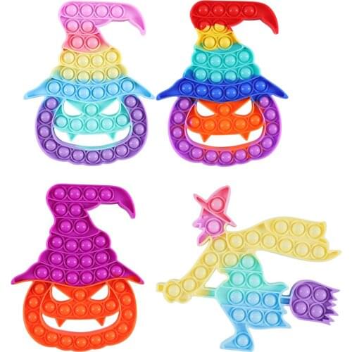 Helloween Fidget Toy Pumpkin Witch Silicone Push Bubble Fingertip Toys Anti-Stress Set Adults Children Sensory Decompression Toy