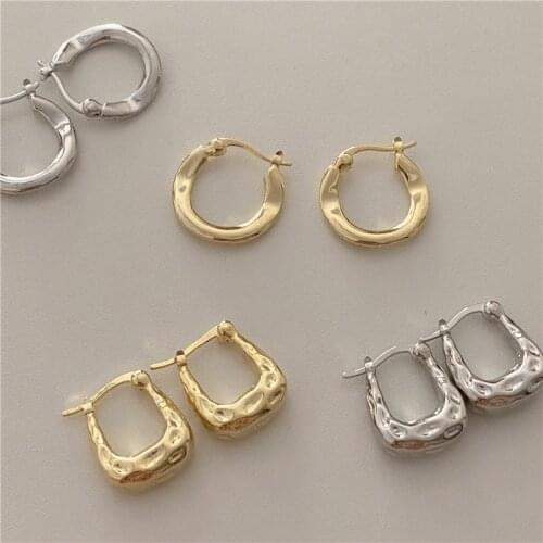 Korean Retro Metal Square Earbuckle Minimalist Trapezoidal Joker Earbuckle Cold Wind Fashion Fashion Jewelry