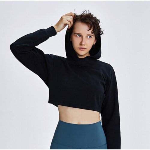 2021 Autumn&Winter New Cotton Short Yoga Clothing Women Outdoor Running Fashion Long Sleeve Hoodie Exercise Fitness Crop Tops