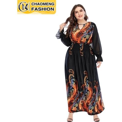 Fashion Print Design Plus Size High Quality Womens Bohemian Clothing V-Neck Vestidos Europe Femme Robe Elegant Long Beach Dress