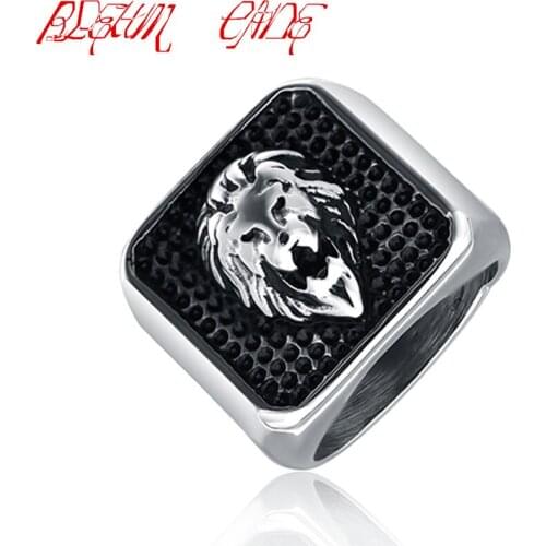 Mens Lion Head Shield Ring stainless steel Fashion Cool Finger Ring