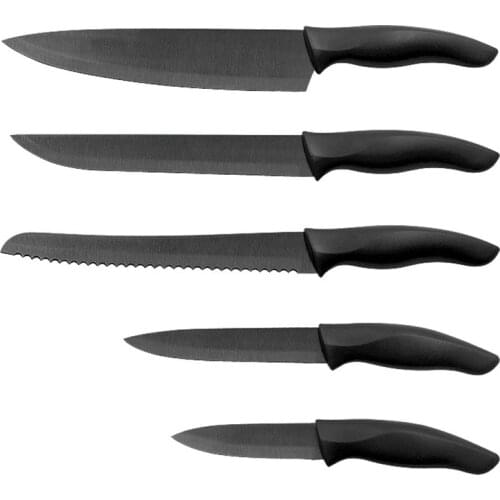 6 PCSForged Kitchen Knife Set Matte Black Titanium Plated Knife Set Stainless Steel Sharp Professional Knife Set with Sheath