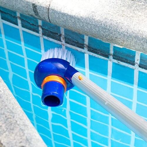 Nylon Bristle Corner & Cleaning Brush Head Above Swimming Pool Spa Hot Tub