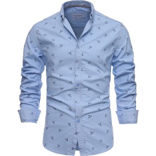 2021 Spring and Autumn New High Quality Mens Printed Single-breasted Slim Long-sleeved Cotton Mens Printed Shirts