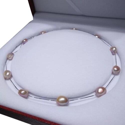 Chokers necklace made of 100% NATURE FRESHWATER PEARL-high quality baroque freshwater pearl ,925 SILVER WITH white gold plating
