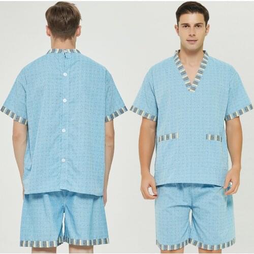 Pajamas Set Male Cotton Short-Sleeved Couples Lovers Mens Summer Spring Leisure Loose Clothing Summer Loose Men Sleepwear Tops