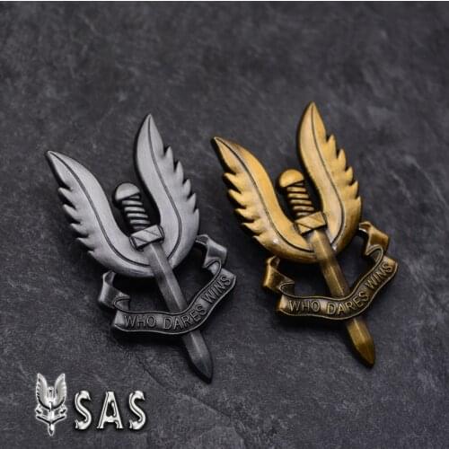 SAS British Army Special Force Air Service Who Dares Wins Metal Military Badge Brooch Pin