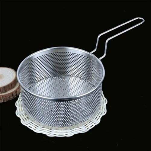 Stainless Steel Colander Mesh Basket Kitchen Noodle Dumplings Strainer Deep-fried Frying Pan Spoon Colander Cooking Tools
