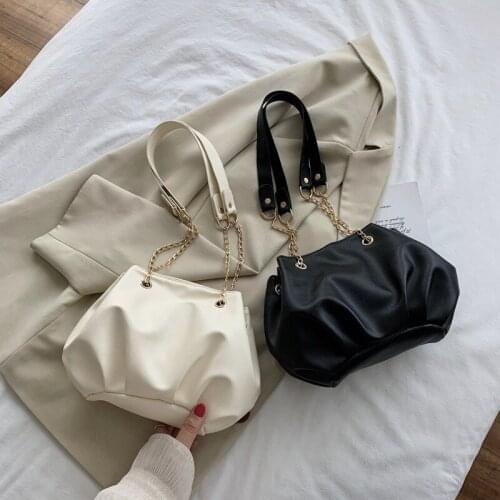 New bag commuter chain bag small bag female Korean version of solid color messenger shoulder bag ins cloud bag texture satchel