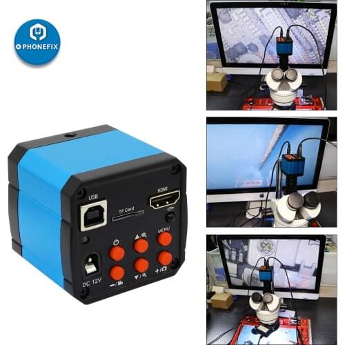 HD 38MP 60F/S 1080P HDMI trinocular Digital Video Microscope Camera C mount USB Simultaneous Output Magnifier Phone PCB Repair