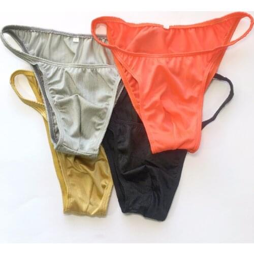 Multi-Pack Panties G377E Sexy Mens String Bikini String Narrow Shiny Striped Swimsuit fabric