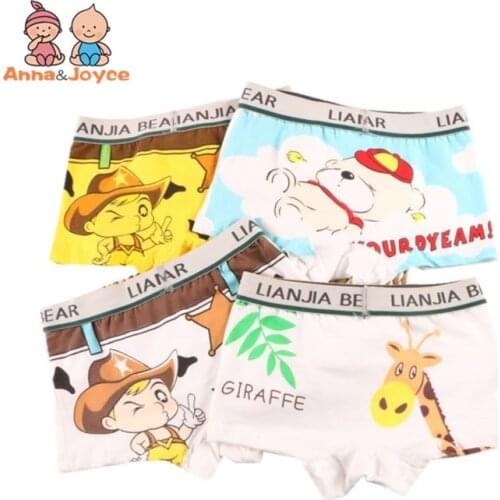 4 Pcs/lot Cartoon Boxer Gifts Children Underpants Comfortable Boys Underwear Kids Boxer for 3-11Yrsg JP-TNM0096