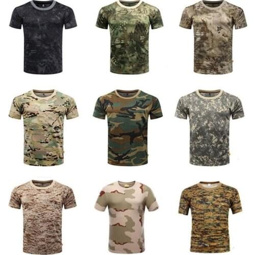 Outdoor Sports Men T-Shirts Camouflage Multicam Quick Dry O Neck Short Sleeve Tops Shirt Plus Size M-3XL T-Shirt Accessories