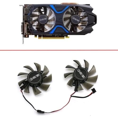 2pcs 75mm 2-wire 4pin 12v GTX1050Ti GPU Fan For GALAXY GeForce GTX 1050Ti general GTX1050 Tiger General Cooling Fans