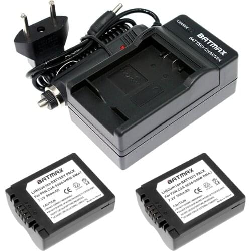2Pcs DMW-BMA7 CGA CGR S006 S006E S006GK Li-ion Rechargeable Camera Battery Charger for Panasonic Lumix DMC-FZ7 FZ8 FZ18 FZ28, 30