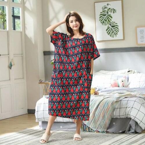 Oversize nightdress loose and thin section fat MM plus fat summer New Pure cotton gauze Nightgown women Sleepwear ночная рубашка