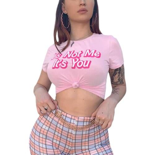 Womens Summer Mersh Tops, Funny Letter Print Short Sleeve Round Neck Slim Fit T-Shirts Female