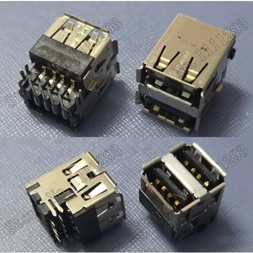10pcs/lot Double 2.0 USB Jack Connector for Asus Dell Lenovo etc Laptop Duble USB2.0 port , PCB to Top H: 10mm