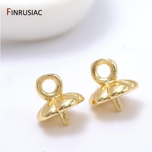 14k Gold Plated Brass Metal Pearl Pendant Mounting Bails DIY Jewelry Accessories