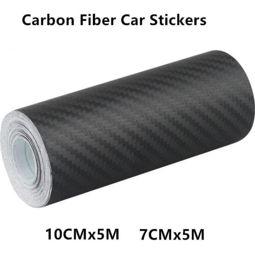 10cm 7cm 3D Nano Carbon Fiber Car Sticker DIY Threshold Anti-scratch Protective Film Anti-collision Strip 5M Length Black