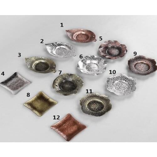 50pcs creative Kung fu tea set ceremony tea tray mat cup holder Metal Tea Trays Hot Insulation Plate Pad