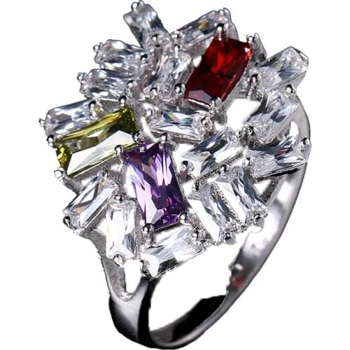 Bettyue Brand Fashion Charm AAA Cubic Zircon White Gold Color Personality Irregular Jewelry Rings For Woman Wedding Party Gift