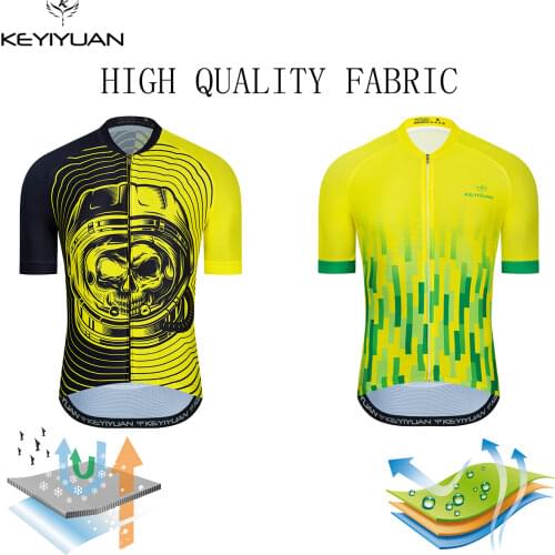 KEYIYUAN Retro Cycling Jersey Men Short Sleeve Top Summer Pro Team Road Bike Cycle Bicycle Shirts Maillot Ciclismo Hombre MTB