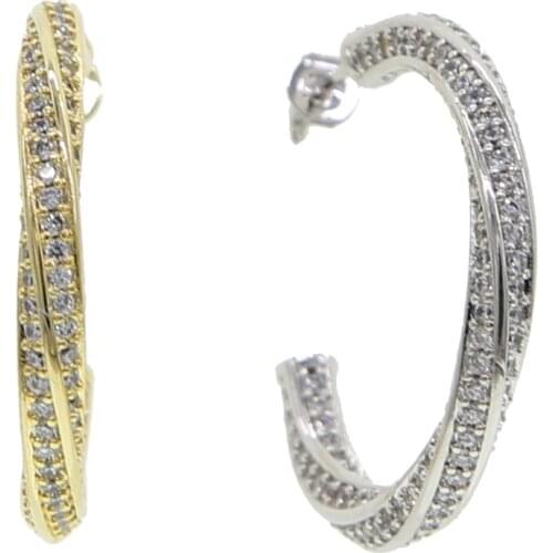 Hotsale new multi layer cubic zircon micro paved full CZ hoop earrings for women Large Twisted Circle Earrings Fashion jewelry