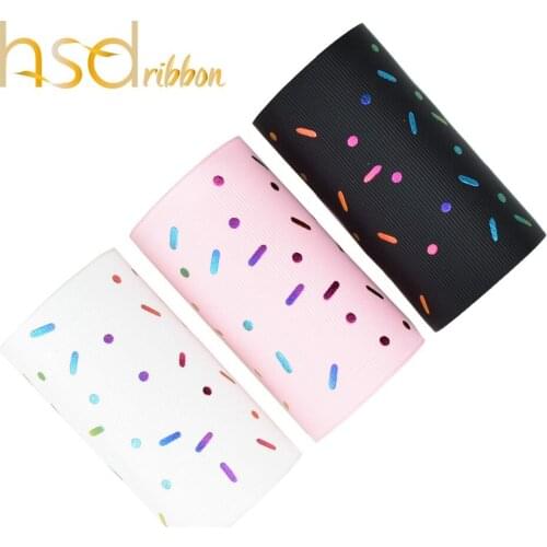 HSDRibbon 75mm 3inch rainbow foil sweetmeats Grosgrain Ribbon