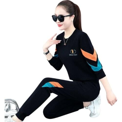 Single/Suit Sweater Suit Womens Spring and Autumn 2021 New Fashion Loose Casual Sports Clothing Two-Piece Suit