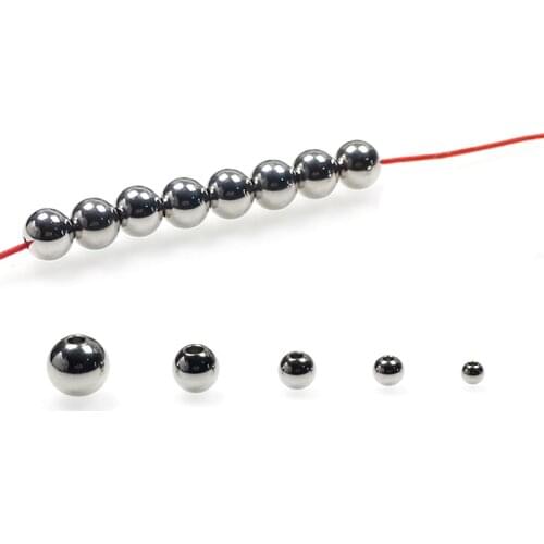 50pcs/lot 304 Stainless Steel Round Loose Beads 3 4 5 6 8mm Handmade Bracelets Spacer Charm Steel Beads DIY Jewelry Accessories