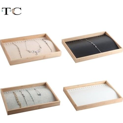 Bamboo Wood Jewelry Tray Display Necklace Pendants Jewelry Display Props Jewelry Bracelet Storage Tray