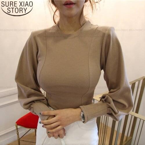 Korean Fashion Clothing 2021 Autumn and Winter New Sexy Blouse Women Lantern Long Sleeve Shirt Laides Tops Chic Blusas 11976