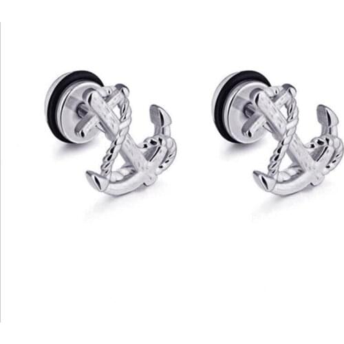 Hip-hop Fashion Rock Anchor Hipster High-quality Metal Men and Women Titanium Steel Dumbbell Earrings