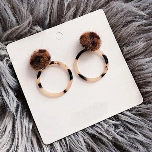 Punk Fashion New Earrings Simple Personality Acrylic Sexy Leopard Plush Earrings Ladies Factory Wholesale Earrings For Women