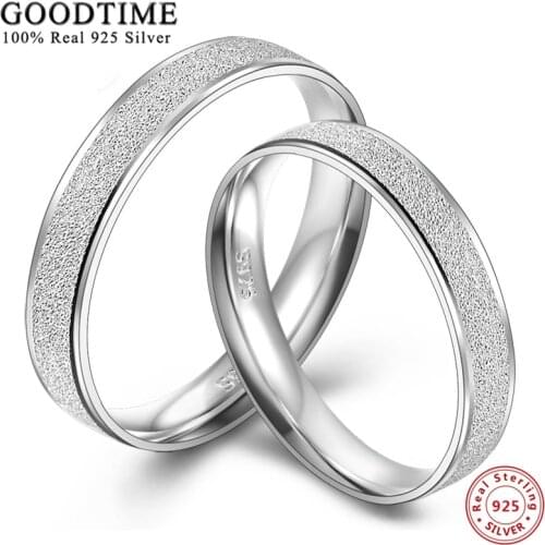Fashion Couple Ring Pure 925 Sterling Silver Frosted Ring Wedding Bands Anniversary Rings For Men / Women Valentines Day Gift