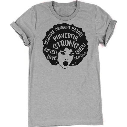 Powerful Afro Woman T-Shirt Beautiful Confident Smart Slogan Graphic Tee Powerful Strong Queen Lover Grunge tops quote t shirts