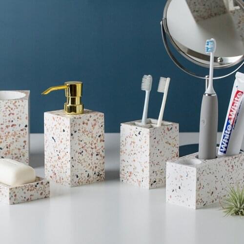 Resin Bathroom Set Liquid Soap Dispenser/Dish Toothbrush Holder Gargle Cup Toilet Brush Sell Separately Nordic New Arrival