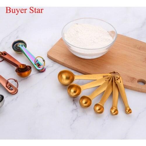 6/12PCS Stainless Steel Measuring Spoons Set Gold Measuring Cups Kitchen Accessories Baking Tea Coffee Spoon Measuring Tools