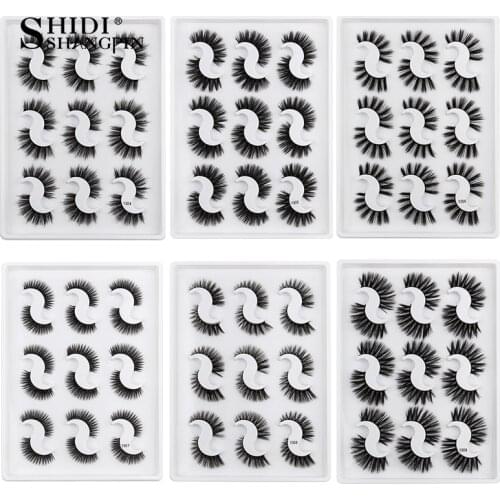 SHIDISHANGPIN 5/9 pairs natural long mink eyelashes hand made fluffy soft false eyelashes set dramatic fake 3D eye lashes cilio