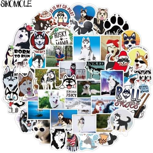 50PCS Siberian Husky Animals Stickers Cute Dog For Luggage Laptop Refrigerator Skateboard Snowbord Pegatinas Decals Sticker F5